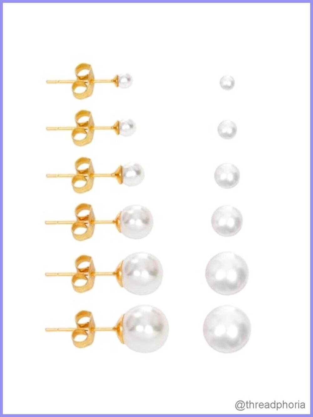 6 Pairs Pearl Stud Earrings Gold Small Studs Hypoallergenic Set